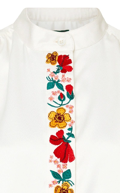 Shop Alexa Chung Embroidered Crepe De Chine Blouse In White