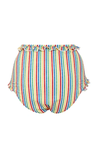 Shop Solid & Striped The Leslie Ruffled High Waist Bikini Botom In Stripe