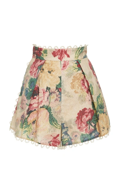 Shop Zimmermann Melody High Waist Shorts In Floral