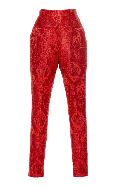 Shop Dolce & Gabbana Jacquard High-rise Trouser In Red