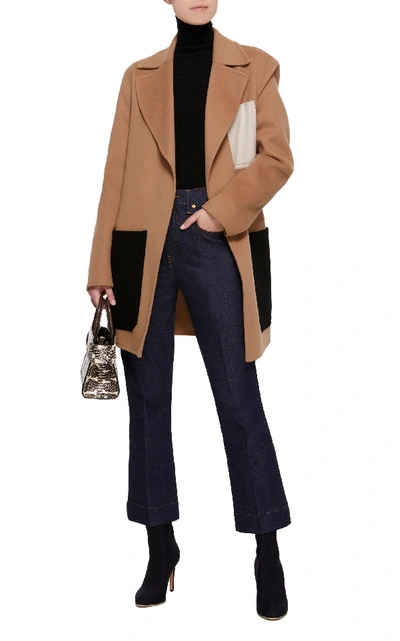 Shop Joseph Marcus Belted Patchwork-effect Wool And Cashmere-blend Coat In Neutral