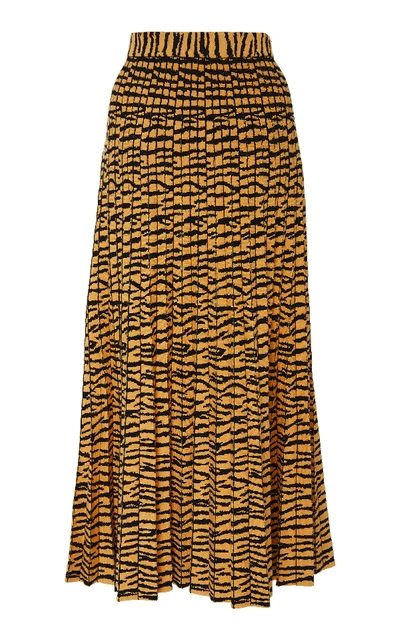 Shop Proenza Schouler Pleated Animal-print Jacquard Midi Skirt