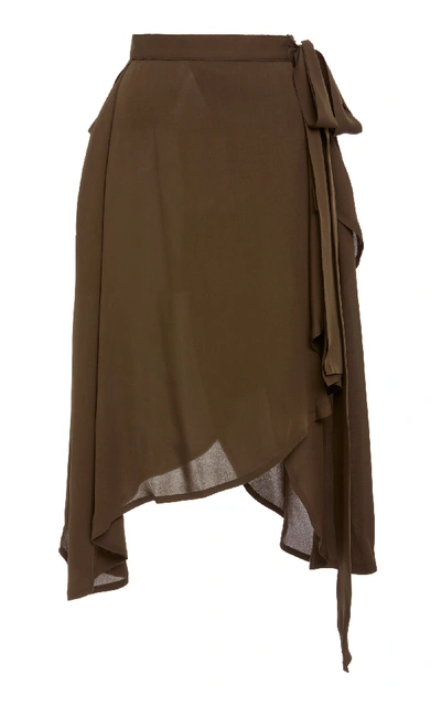 Shop Jw Anderson Georgette Wrap Skirt In Green