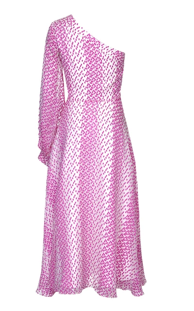 Shop Safiyaa Valeria One Shoulder Midi Dress In Print