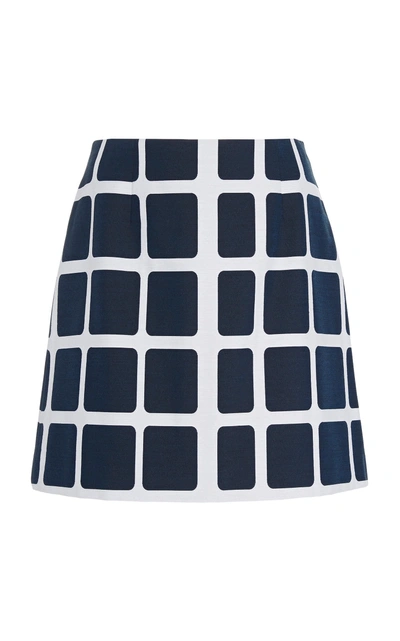 Shop Paule Ka Mosaic Check Cotton-blend Skirt In Print