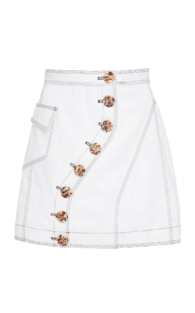 Shop Acler Golding Denim Skirt In White