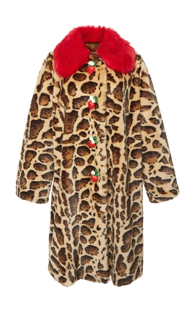 Shop Dolce & Gabbana Leopard-print Faux Fur Coat In Animal
