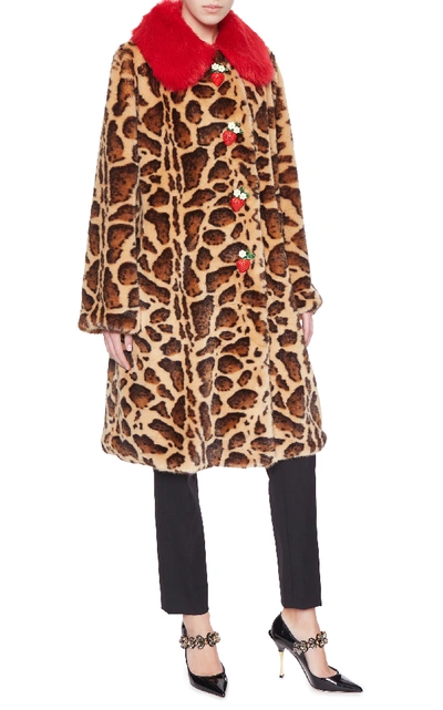 Shop Dolce & Gabbana Leopard-print Faux Fur Coat In Animal