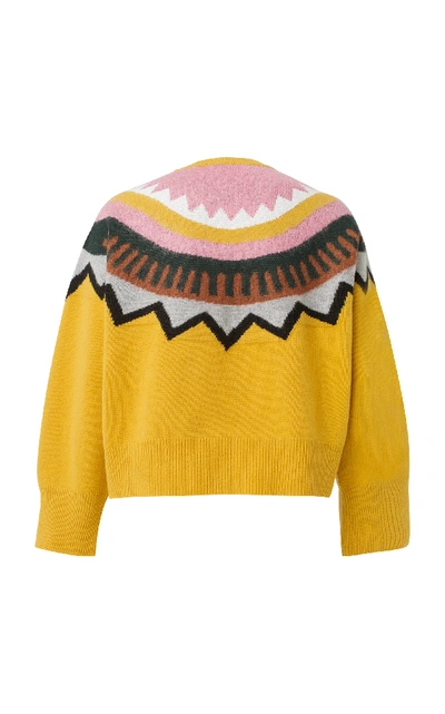 Shop Dorothee Schumacher Wild Wonder Instarsia Wool-blend Sweater In Yellow