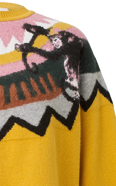 Shop Dorothee Schumacher Wild Wonder Instarsia Wool-blend Sweater In Yellow