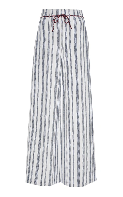 Shop Paule Ka Stripe Cotton Pique Pants