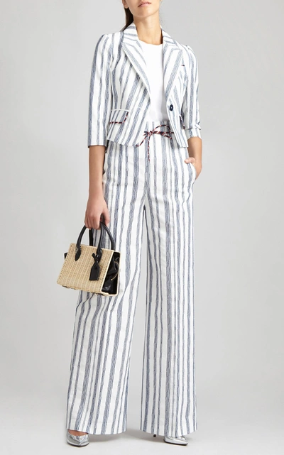 Shop Paule Ka Stripe Cotton Pique Pants