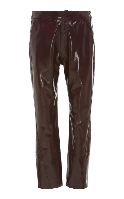 Shop Zeynep Arcay Cropped Patent Leather Pants In Purple