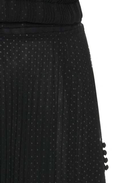 Shop Loewe Polka-dot Pleated Chiffon Midi Dress In Print