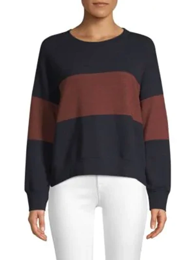 Shop Sundry Striped Colorblock Sweater In Midnight Marsala