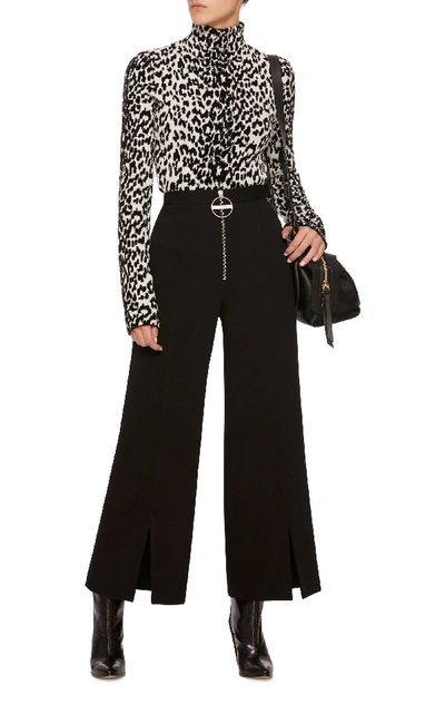 Shop Givenchy Zip-detailed Wool-crepe Wide-leg Pants In Black