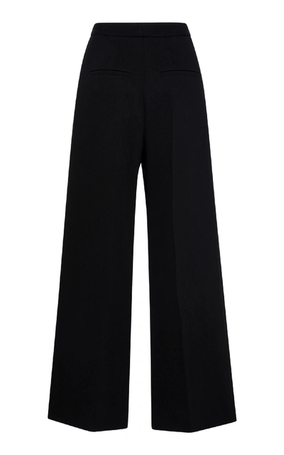 Shop Givenchy Zip-detailed Wool-crepe Wide-leg Pants In Black