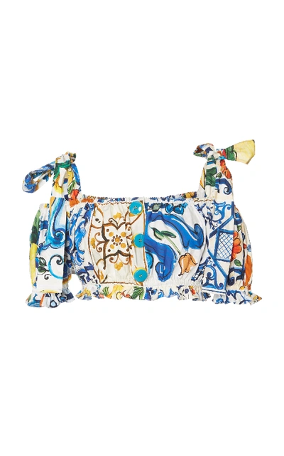 Shop Dolce & Gabbana Maiolica-print Cropped Top