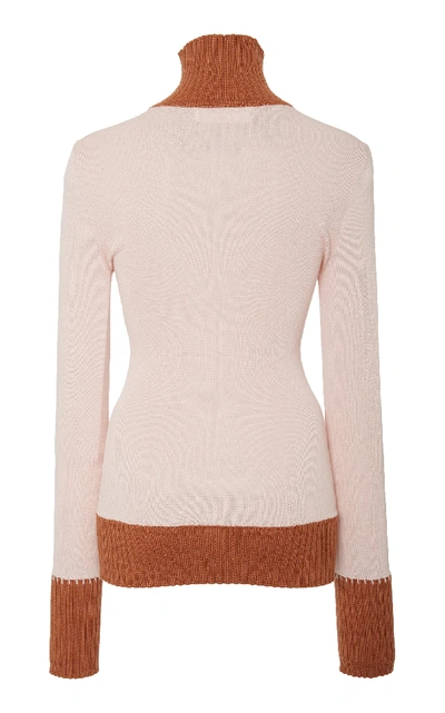 Shop Victoria Beckham Fine Gauge Rib With Chunky Trim Polo In Neutral