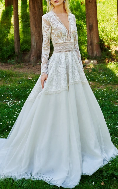 Shop Costarellos Bridal Princess Ballgown In Ivory