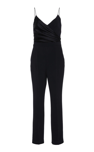 Shop David Koma Ruched Spaghetti Strap Jumpsuit In Black