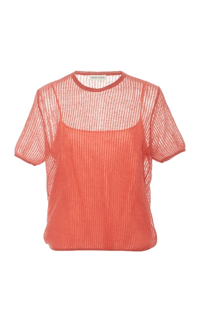 Shop Mansur Gavriel Short-sleeve Open Knit Sweater In Pink