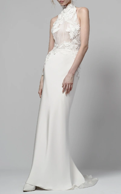 Shop Elizabeth Fillmore Aster Halter Dress In Ivory
