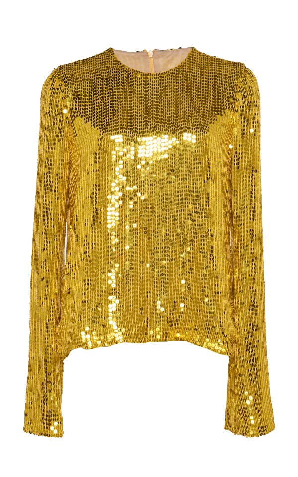 yellow sequin top