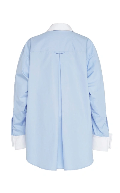 Shop Matthew Adams Dolan Oversized Cotton Oxford Shirt In Blue