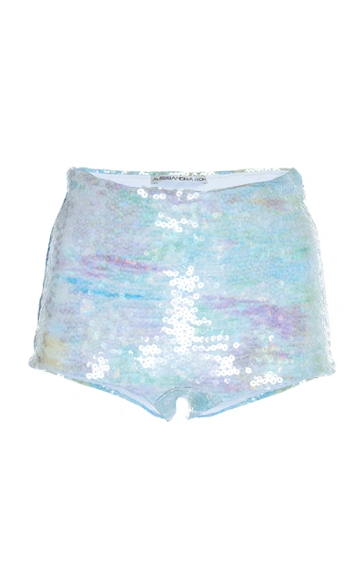 Shop Alessandra Rich Sequined Mini Short In Green