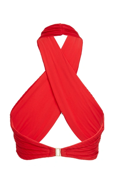 Shop Fella Dylan Halter Bikini Top In Red