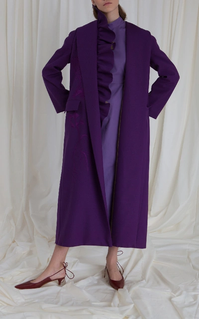 Shop Lake Studio M'o Exclusive Long Midi Coat In Purple