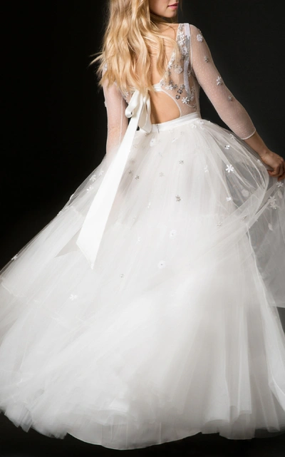 Shop Temperley London Bridal Lucille Embellished A-line Dress In White