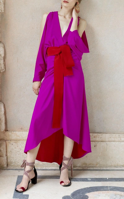Shop Silvia Tcherassi M'o Exclusive Astromelia Contrast Dress In Pink
