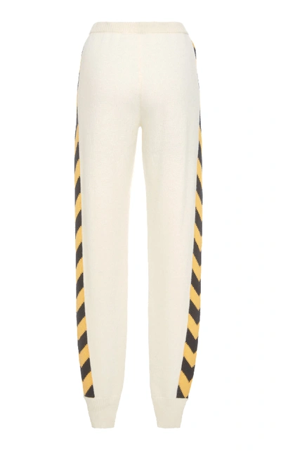 Shop Madeleine Thompson Nix Striped Cashmere Joggers In White