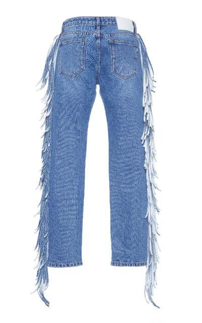 Shop Msgm Fringe Jeans In Blue