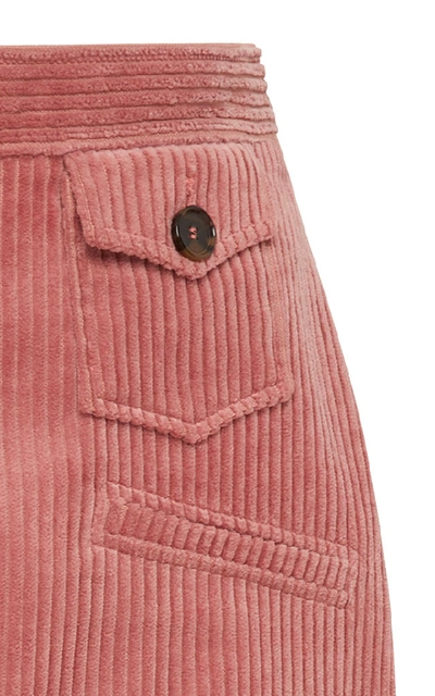 Shop Alexa Chung Corduroy Midi Skirt In Pink