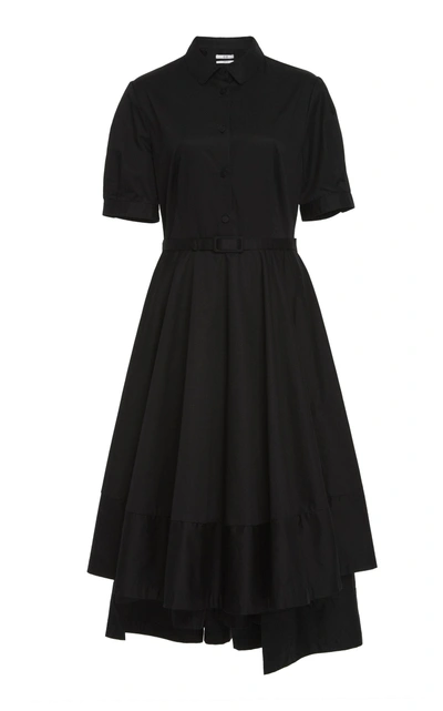 Shop Co Belted Sateen Dress In Black