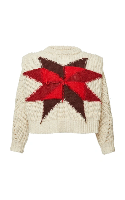 Shop Isabel Marant Hadyn Graphic Wool-blend Sweater In White