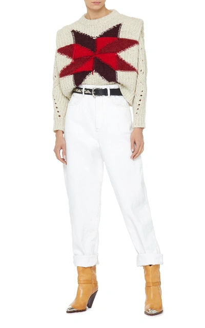 Shop Isabel Marant Hadyn Graphic Wool-blend Sweater In White