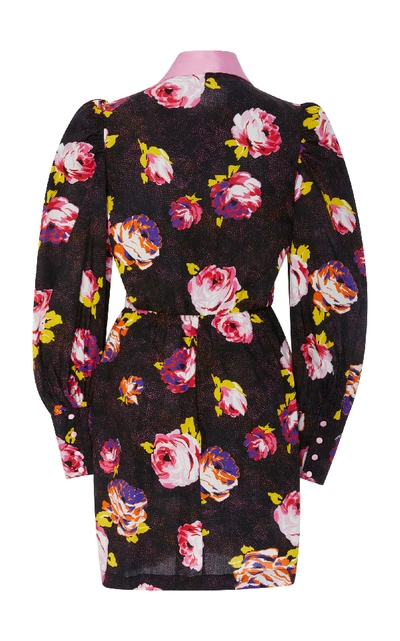 Shop Msgm Floral Printed Button-up Mini Dress