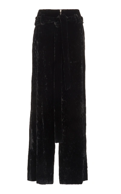 Shop Proenza Schouler Crushed Velvet Trousers In Black