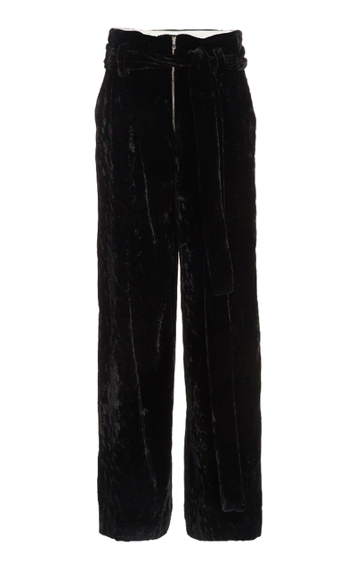 Shop Proenza Schouler Crushed Velvet Trousers In Black