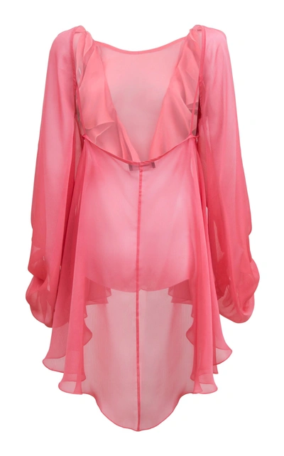 Shop Lana Mueller Bintou Ruffled Chiffon Blouse In Pink