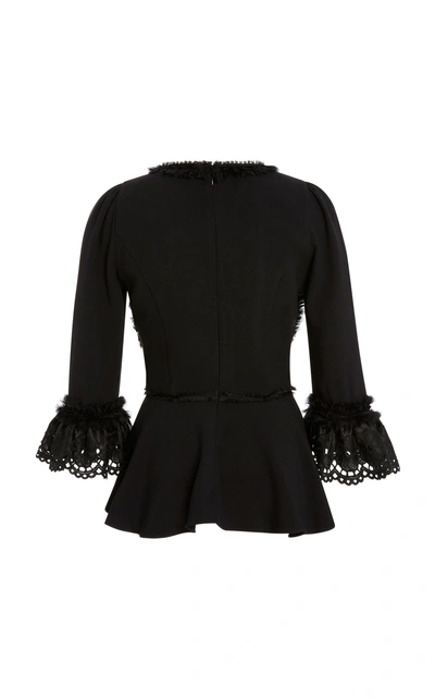 Shop Andrew Gn Appliqué Embellished Peplum Top In Black