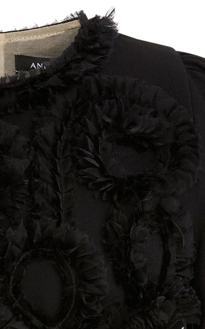 Shop Andrew Gn Appliqué Embellished Peplum Top In Black
