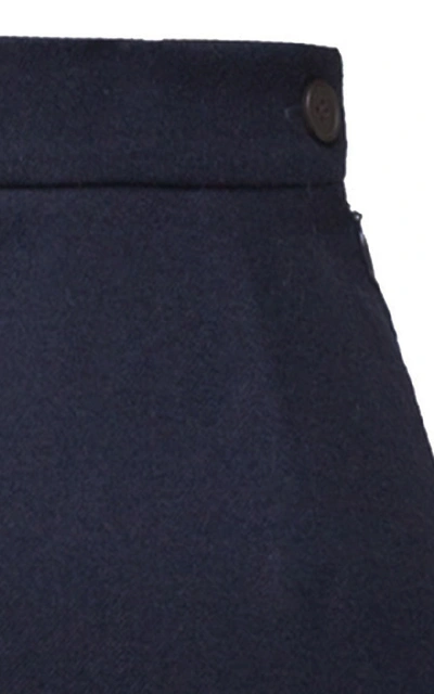 Shop Lake Studio M'o Exclusive Wool Pencil Midi Skirt In Navy