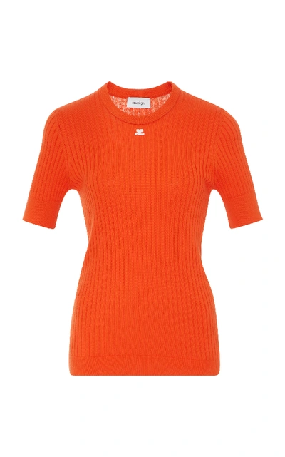 Shop Courrèges Cotton And Cashmere Top In Red