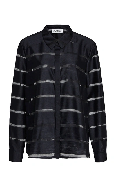 Shop Partow Sian Stripe Silk Blend Shirt In Black
