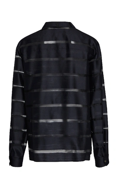 Shop Partow Sian Stripe Silk Blend Shirt In Black